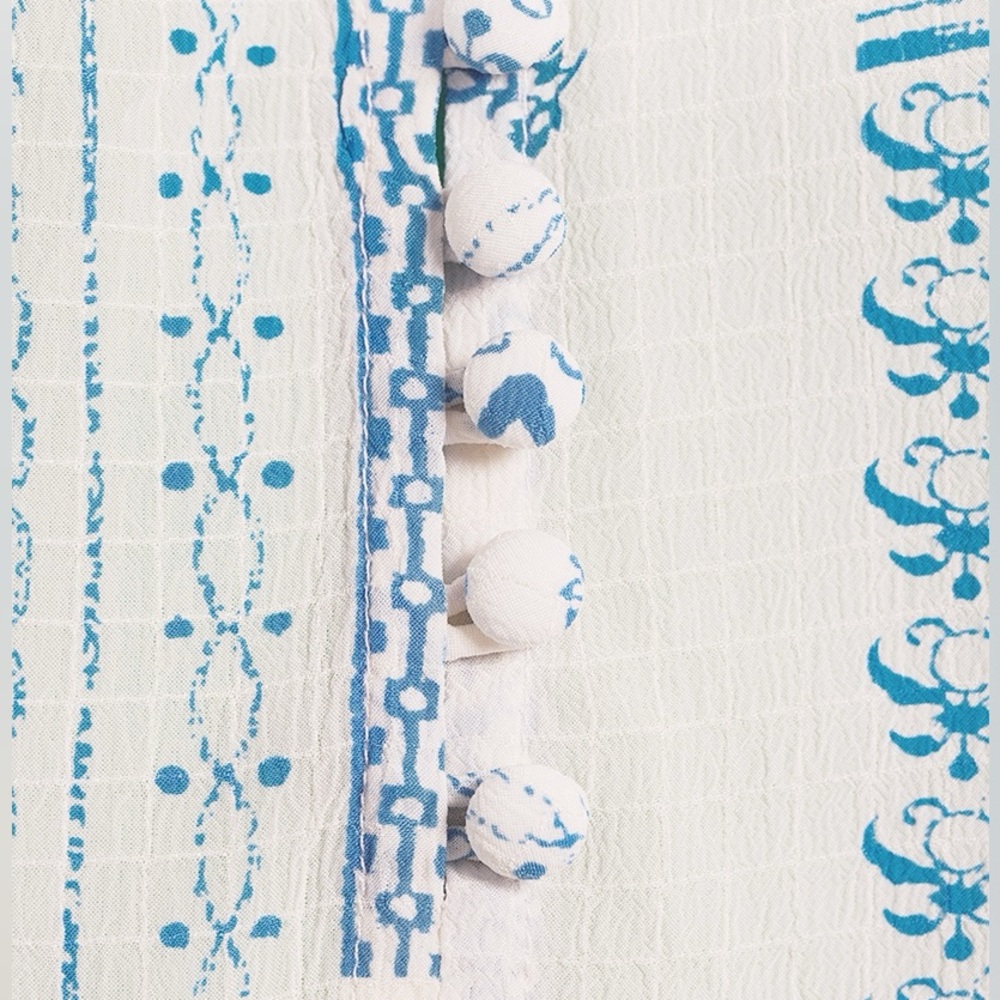 ba&sh Cream Blouse with Blue Floral Print - Picture 10 of 16